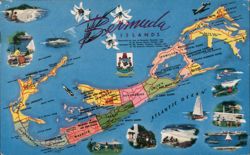 Bermuda Islands Pictorial Map with Vignettes Postcard