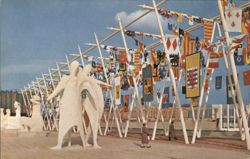 1958 Brussels World's Fair: Esplanade Terrace Oriflammes Postcard