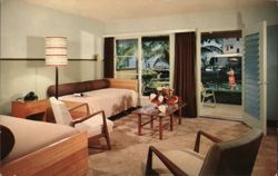 Naniloa Hotel Room Interior, Hilo, Hawaii Postcard