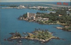 Hilo Bay Aerial View, Naniloa Hotel, Coconut Island, Hawaii Postcard