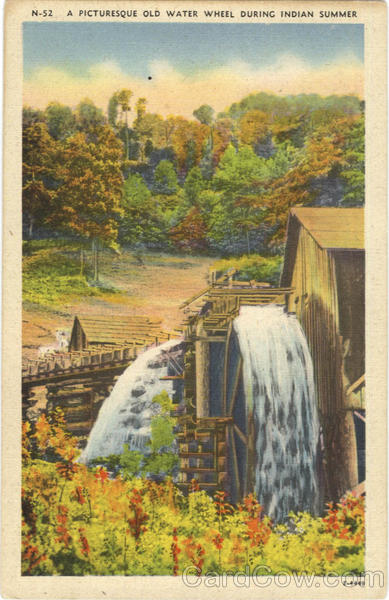 A Picturesque Old Water Wheel During Indian Summer