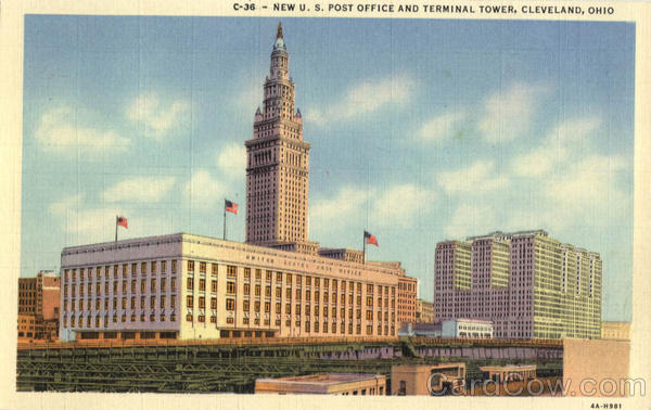 New U. S. Post Office And Terminal Tower Cleveland Ohio