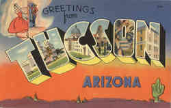 Greetings from Tucson Large letter Arizona Postcard Postcard