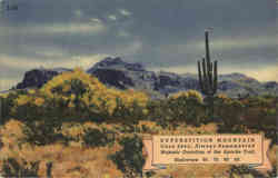 Superstition Mountain, Highways 60, 70, 80, 89 Scenic, AZ Postcard Postcard