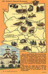 Map of Arizona's National Monuments Postcard