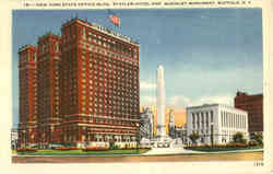 New York State Office Bldg, Statler Hotel and Mckinley Monument Postcard