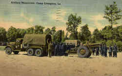 Artillery Maneuvers Camp Livingston, LA Postcard Postcard