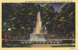 Automatic Electric Fountain at Night, East Perry Square Erie, PA Postcard Postcard