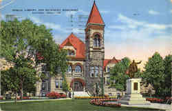 Public Library and Mc Kinley Monument Postcard