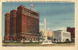 New York State Office Bldg., Statler Hotel and McKinley Monument Postcard