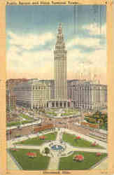 Public Square and Union Terminal Tower Cleveland, OH Postcard Postcard