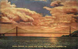 Sunset Through the Golden Gate Bridge San Francisco, CA Postcard Postcard