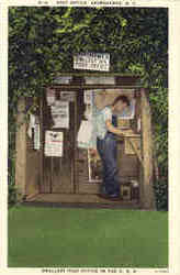 Smallest Post Office in the U. S. A Grimshawes, NC Postcard Postcard