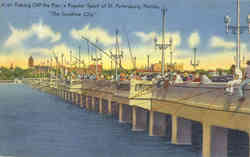 Fishing Off the Pier, A Popular Sport at St St. Petersburg, FL Postcard Postcard