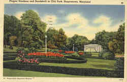 Flower Gardens and Bandshell in City Park Hagerstown, MD Postcard Postcard