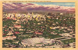 Air View Showing Los Angeles City And Coliseum Postcard