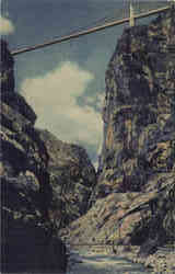 Scene in the bottom of the Royal Gorge Postcard