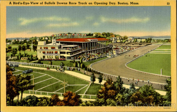 A Bird's Eye-View, Suffolk Downs Race Track on Opering Day Boston Massachusetts