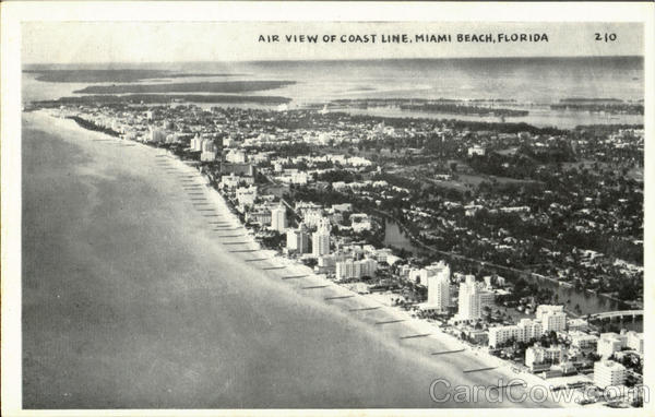 Air View Of Coast Line Miami Beach Florida