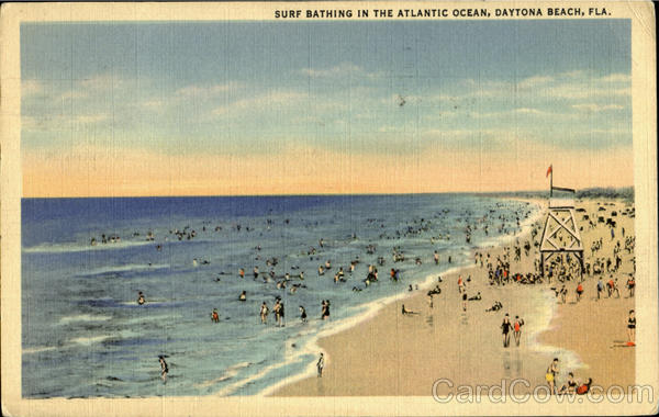 Surf Bathing In The Atlantic Ocean Daytona Beach Florida