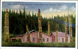 Totem Poles and Residences of Haida Indians Ketchikan, AK Postcard Postcard