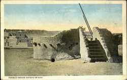 Pueblo Indian Estufa Or Kivi Scenic, NM Native Americana Postcard Postcard