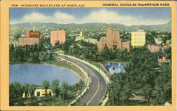 Wilshire Boulevard, General Douglas Macarthhur Park Los Angeles, CA Postcard Postcard