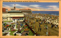 Miniature Golf Course , Boardwalk and Beach Asbury Park, NJ Postcard Postcard