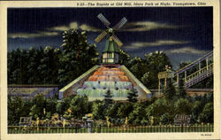 The rapids at Old Mill, Idora Park at Night Postcard