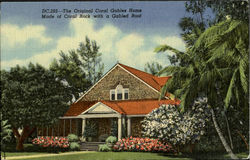The Original Coral Gables Home Made of Coral Rock with a Gabled Root Postcard