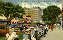A Place in the Sun on, St. Petersburg's Green Benches Florida Postcard Postcard
