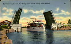 Yach Passing through Drawbridge over Canal Postcard