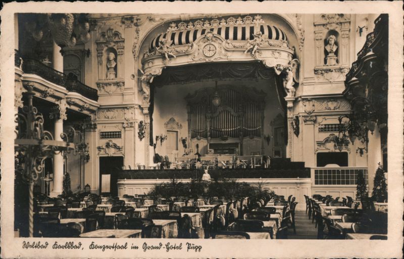 Konzertsaal im Grand Hotel Pupp, Karlsbad, Bohemia Czechoslovakia