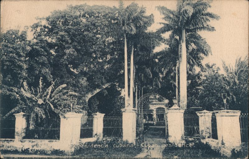 Cuban Residence with Gate and Palm Trees