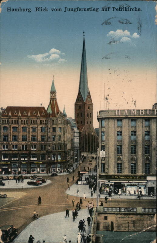 Hamburg: Jungfernstieg View of St. Petri Church Germany