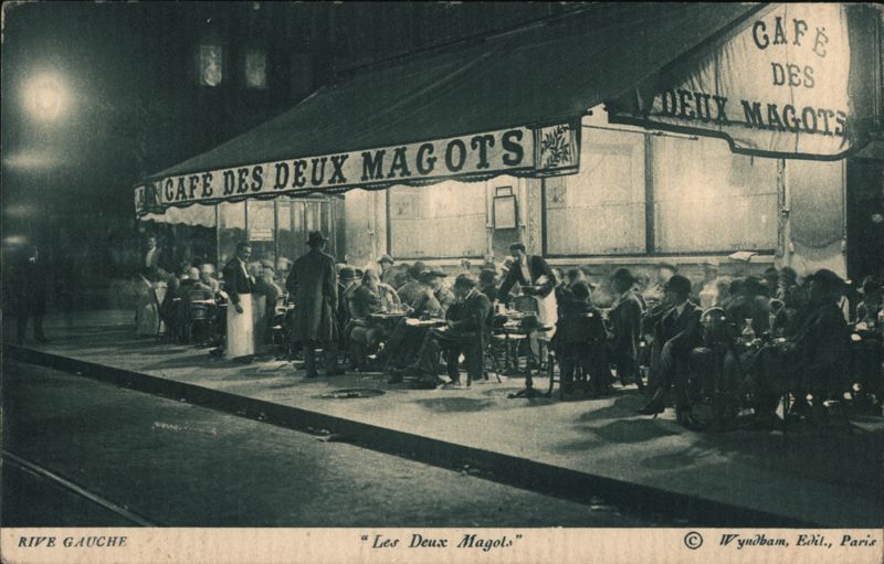 Café des Deux Magots at Night, Paris France