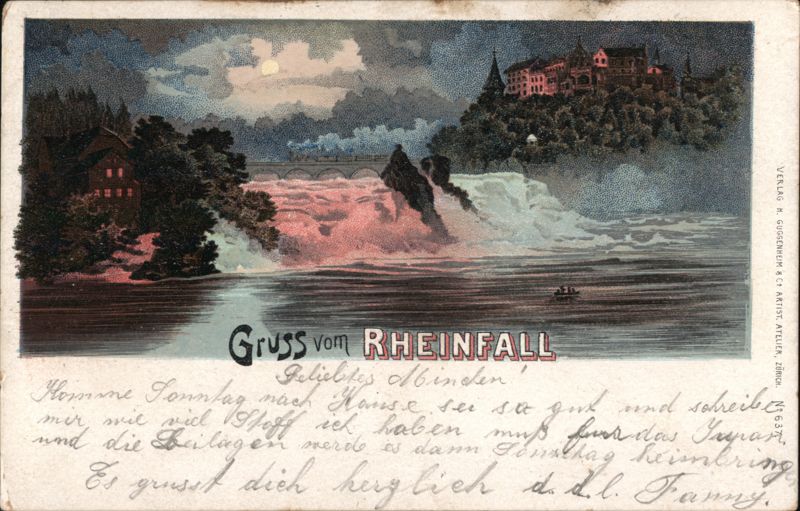 Rhine Falls Illuminated at Night, Switzerland Rheinfall