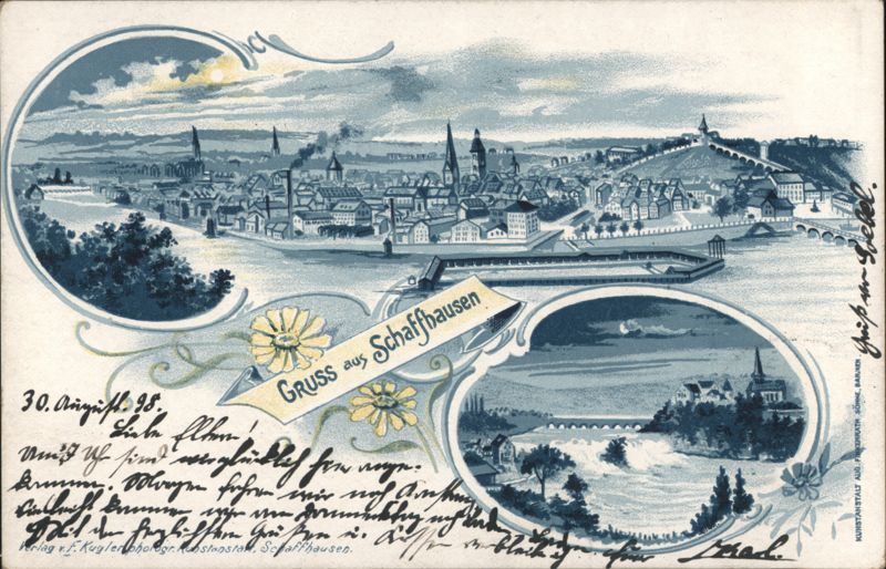 Gruss aus Schaffhausen: Panoramic City View & Rhine Falls Switzerland