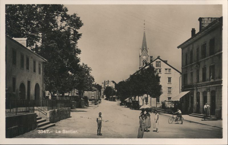 Le Sentier Village Street Scene with Church Switzerland