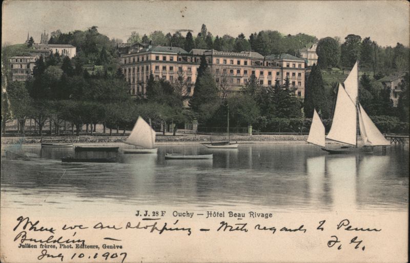 Hotel Beau Rivage, Ouchy, Switzerland with Sailboats