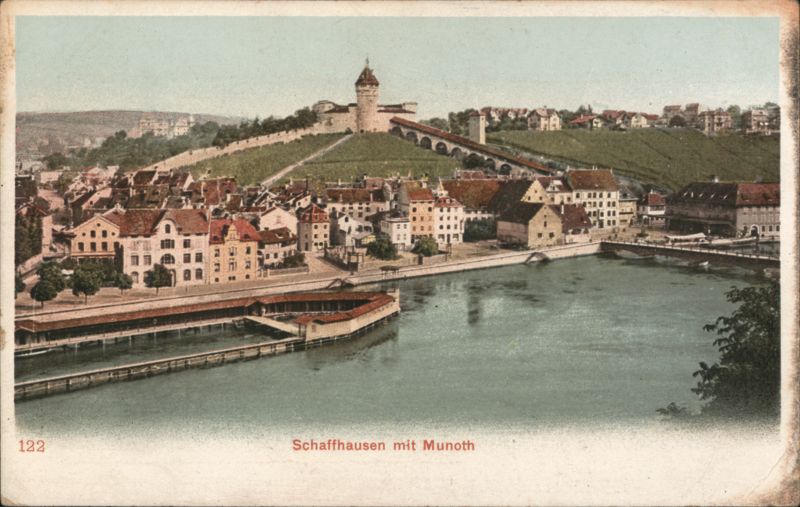 Schaffhausen with Munot Fortress, Rhine River View Switzerland