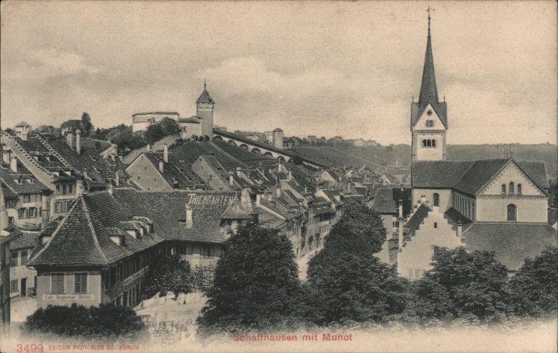 Schaffhausen with Munot Fortress and St. Johann Church Switzerland