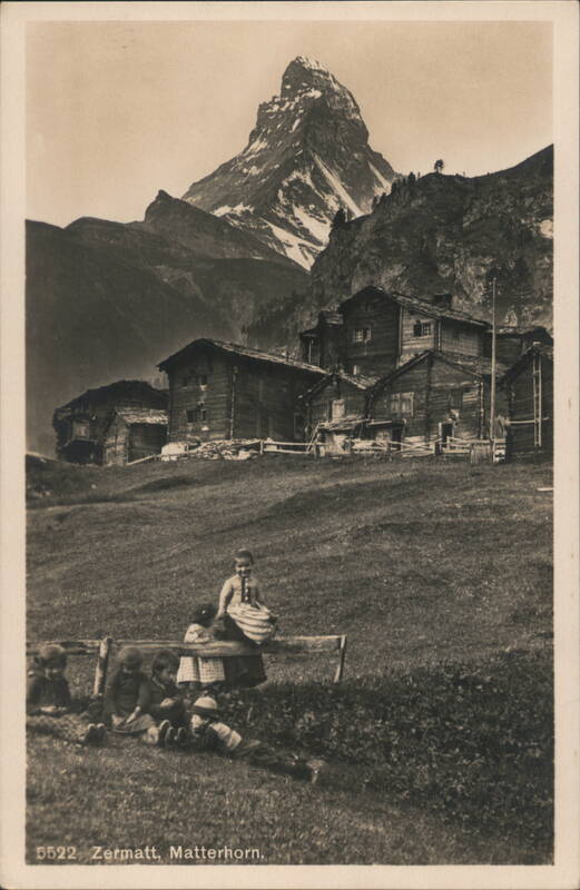 Children in Zermatt with the Matterhorn in the Background Switzerland