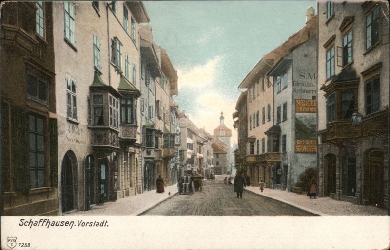 Schaffhausen Vorstadt Street Scene Switzerland