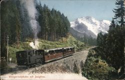 Wengernalp Railway with Jungfrau Mountain View, Switzerland Postcard