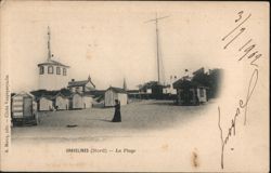 Beach Huts and Lookout Tower, Gravelines, France Postcard