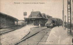 Tarascon Train Station with Steam Locomotive France Postcard