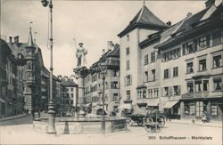 Schaffhausen Marktplatz with Munot Fortress in Background Postcard