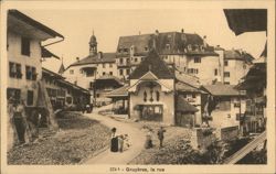 Gruyères Street Scene with Chapel and Castle Postcard