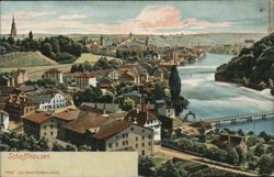 Schaffhausen, Switzerland: Panoramic City View with Bridges and River Postcard
